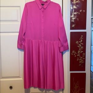 Ladies Fuchsia Pleated Dress